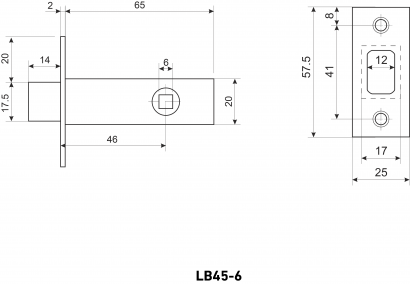 Задвижка АЛЛЮР АРТ LB45-6 MBN графит 6мм без ручек