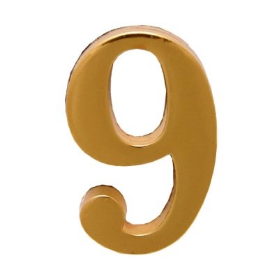 Цифра дверная АЛЛЮР "9" на клеевой основе  золото