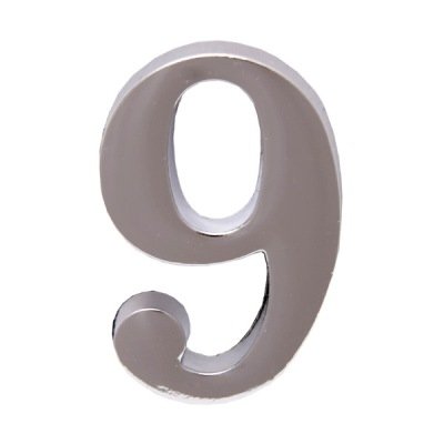 Цифра дверная АЛЛЮР "9" на клеевой основе  хром