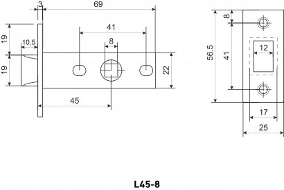 АЛЛЮР АРТ L45-8 MAB мат.бронза торц.планка 25мм б/ручек Защёлка