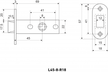 АЛЛЮР АРТ L45-8-R18 MAB мат.бронза овал.торц.планка18мм б/ручек Защёлка