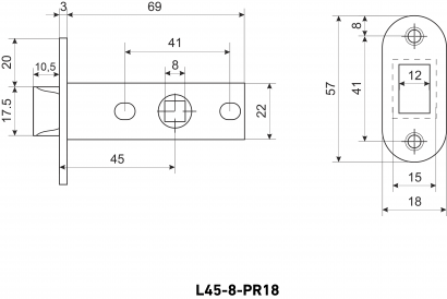 АЛЛЮР АРТ L45-8-PR18 AC ст.медь пластик овал.торц.планка18мм б/ручек Защёлка