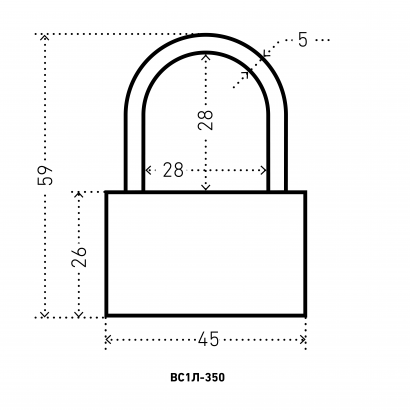 АЛЛЮР ВС1Л-350 (BL-350) d5мм Замок навесной