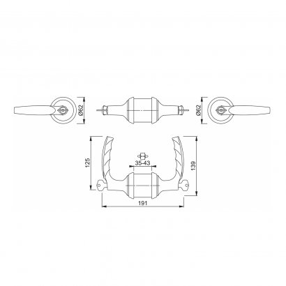 Замок с ручкой HOPPE HCS A1530 (Atlanta) KEY/KEY F1-2(серебристый) без фальца, A=35-45mm backset 60мм, 50 вариантов ключей