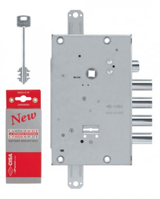 Замок врезной сувальдный с защёлкой NEW CAMBIO FACILE 57.665.48 (тех. упаковка), ключ 44 мм