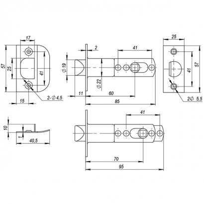 Ручка защелка DK610 SN-BK (6010 SN-B) (фик.) мат. никель