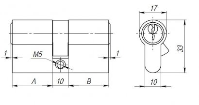 Цилиндровый механизм AX100/70 mm (30+10+30) PB латунь 5 кл.