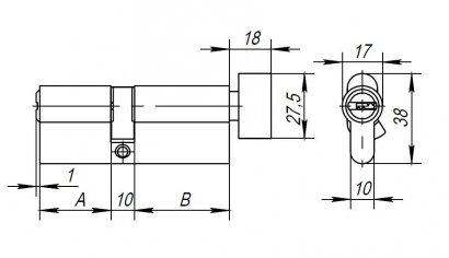 Цилиндровый механизм с вертушкой AX202/80 mm (35+10+35) CP хром 5 кл.