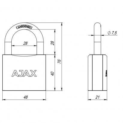 Замок навесной PD-0150 (PD-01-50) 3 key англ.