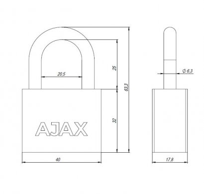 Замок навесной PD-3040 (PD-30-40) 3 fin key /блистер