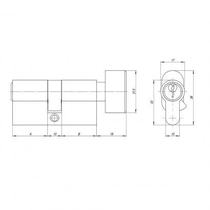 Цилиндровый механизм (AZ102/80) AZ1002Knob80 (35+10+35) CP хром 