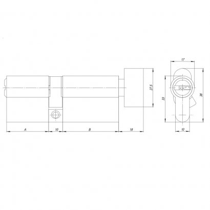 Цилиндровый механизм (AZ202/60) AZ2002Knob60 (25+10+25) CP хром 