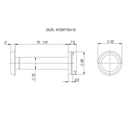 Глазок дверной, оптика пластик DV-LUX 4/110-70/Z (VIEWER 4 DVZ_LUX) CP хром