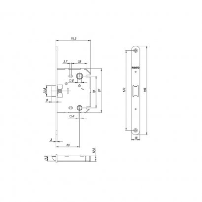 Защелка PLASTPL70X-R20 (PL70X-R20 SN) (врезная) SN мат. никель упаковка