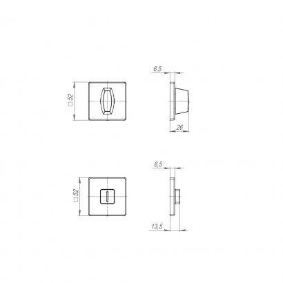 Ручка поворотная BK6.K.SL52 (BK6 SL) SSC-16 сатинированный хром