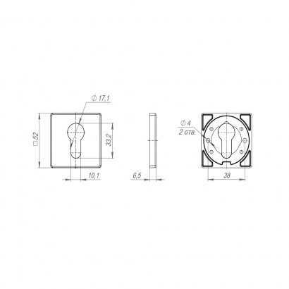 Накладка под цилиндр ET.K.SL52 (ET SL) BL-24 черный