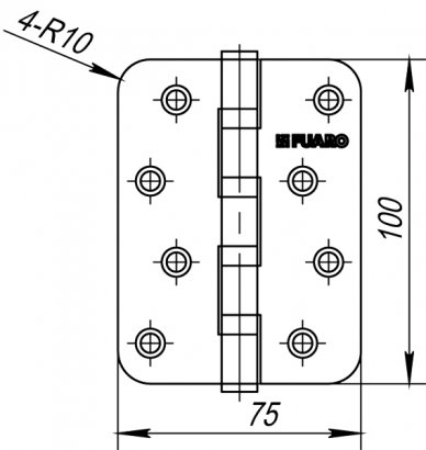 Петля универсальная IN4400U-R10 SN (4BB-R10 100x75x2,5) мат. никель