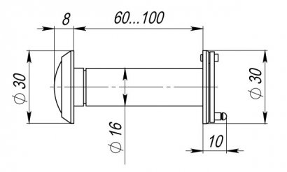 Глазок дверной, оптика стекло DV-PRO 3/100-60/BR/HD (DVG3/HD) SG мат. золото