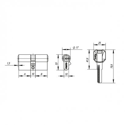 Цилиндровый механизм (Z400/100) Z4000Key100(30+10+60) CP хром 