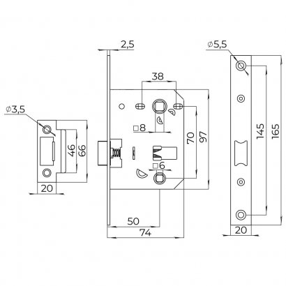 Защелка врезная PLASTLP72-50 (LP72-50) ABG зеленая бронза