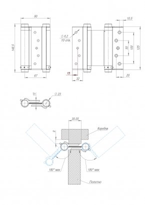 Петля пружинная Aldeghi ALH.125.5 SG мат. золото