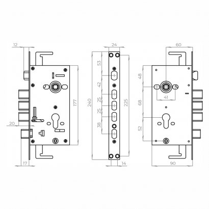 Корпус врезного замка без ц/механизма CH-09CT