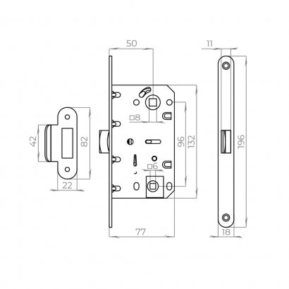 Защелка врезная PLASTLP96WC-50 CP хром