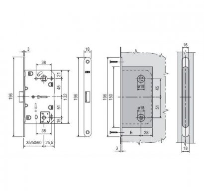 B06102.50.FM.567 Защелка врезная WC (белый) с отв. пл. B02402.05.91 MEDIANA POLARIS