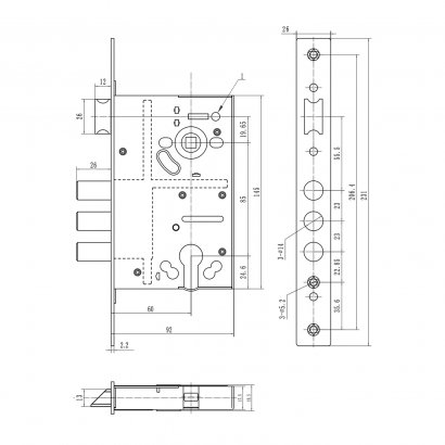 Замок врезной DOORLOCK DL8252С, цилиндровый, хромированный