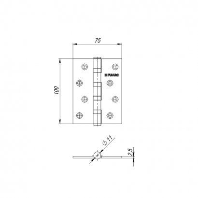 Петля универсальная IN4400U GR (4BB 100x75x2,5) графит