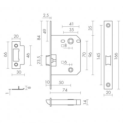 Защелка врезная PLASTP72-50 (P72-50) BL черный