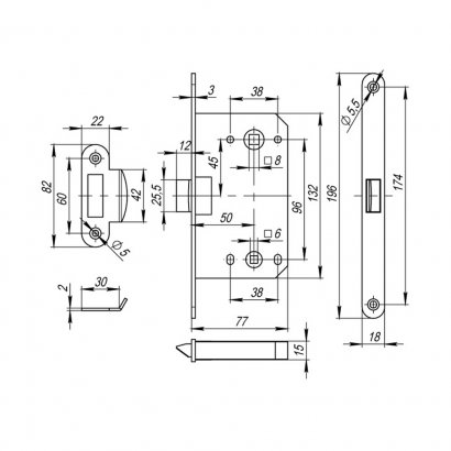 Защелка PLASTP96WC-50 (P96WC-50) SSC сатинированный хром