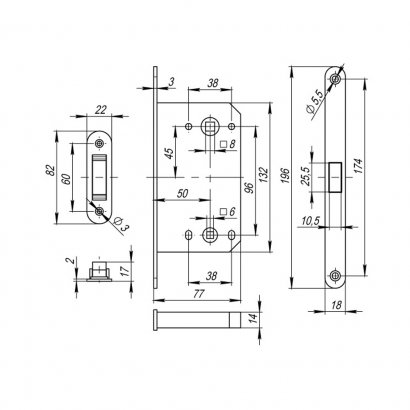 Корпус врезного замка MAGNM85C-50 (M85C-50) SSC сатинированный хром