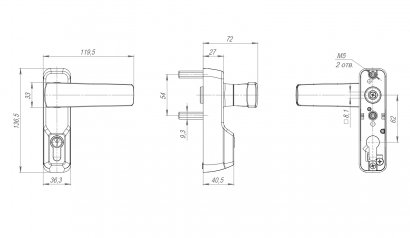 Ручка накладная AP.H-136 для узкопрофильных дверей с фиксацией ключом (для моделей 1700В и 1700С)