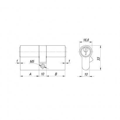 Цилиндровый механизм (AX100/60) AX1000Key60 (25+10+25)/HD AB бронза 4Key 