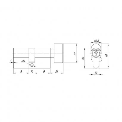 Цилиндровый механизм (AX102/60) AX1002Knob60 (25+10+25)/HD CP хром 4Key с вертушкой