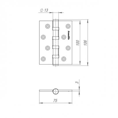 Петля универсальная IN4500UC-BL BL 102x75x3 INOX304 черный БЛИСТЕР