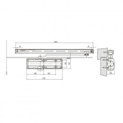 БУЛАТ Доводчик дверной PROFI (ПРОФИ) ДД 802/3 AH-S (40-80 кг) серебро, морозостойкий со скольз.тягой