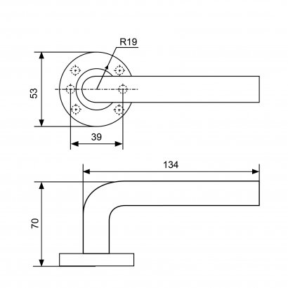 СТАНДАРТ 0204 SS (35-70) INOX нержавеющая сталь Комплект ручек