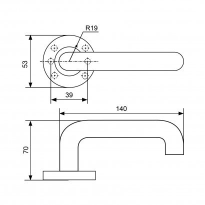 СТАНДАРТ 0203 SS (35-70) INOX нержавеющая сталь Комплект ручек