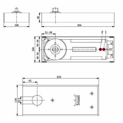 Доводчик DORMA BTS84, корпус ФОП 90, без шпинделя EN 4