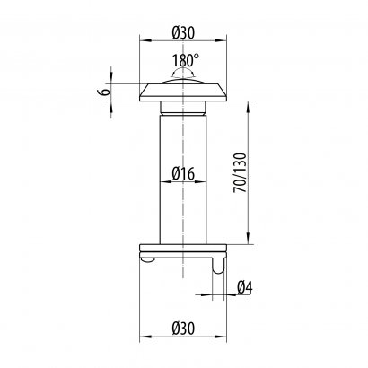 Глазок DOORLOCK VA16/70-130 SN, матовый никель