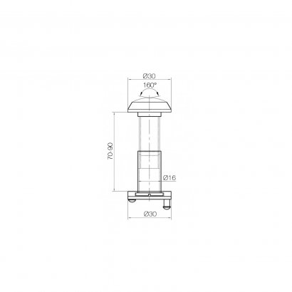 Глазок DOORLOCK V VAP16/70-90mm/160° серия Variant, CP (полированный хром), пластик, d=16мм