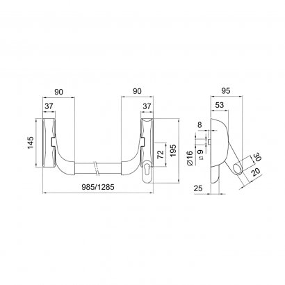 Механизм системы "антипаника"  DOORLOCK PD910FR-BAR PZ72мм, черный