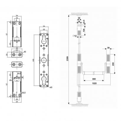 Механизм системы "антипаника" DOORLOCK V PD700RP/FR серия Variant, черный