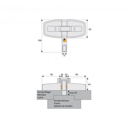 Оконный замок ABUS DFS 95, коричневый