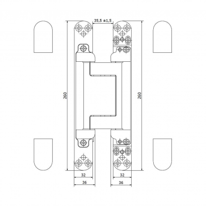 Дверная петля CEMOM ESTETIC 200/A 3D 8060 скрытая, матовый хром