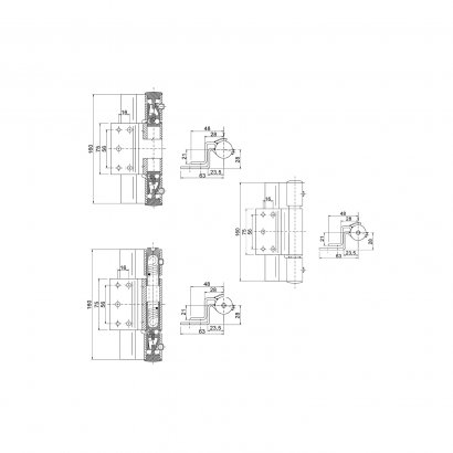 Дверные петли INVERTER 3 (F10-01.00/INVERTER/F10-04.00) Mod.DL карточные, оцинкованные, комплект