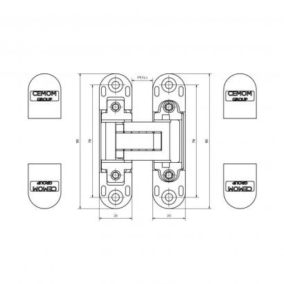 Дверная петля CEMOM ESTETIC 978 3D-ME скрытая, матовый хром