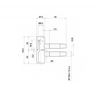 Дверная петля OTLAV 055 диаметр13мм (часть полотна), штыревая, никелированная
